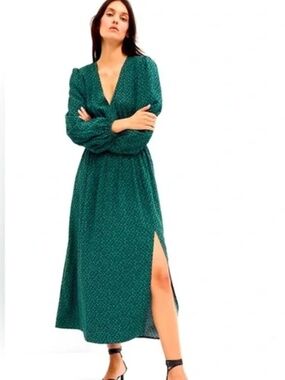 Gap Green and Black Floral Dress Size L